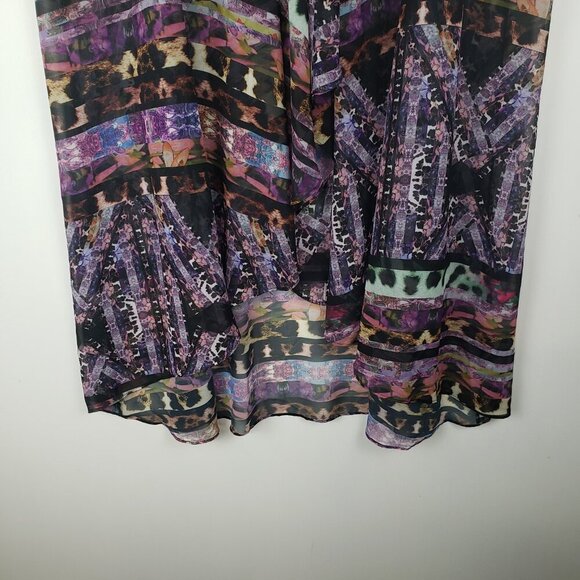 Marciano Modern Mix Skirt Purple Chiffon Boho Whimsigoth Tulip Hem Size Large - Picture 3 of 10